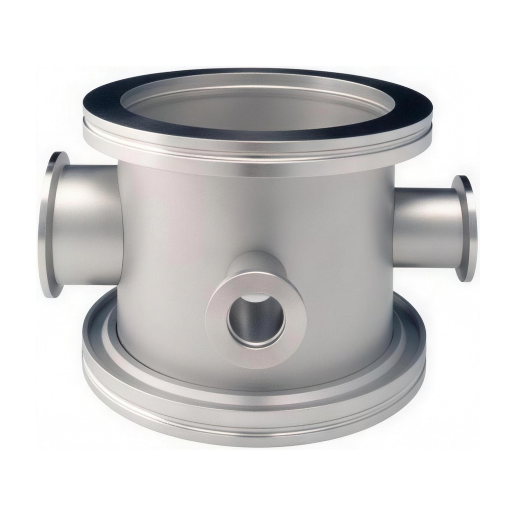 cross piece with gauge port, stainless steel ISO-K